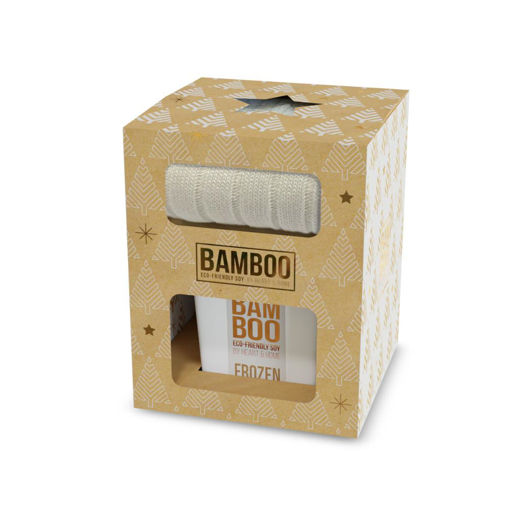 Picture of H&H - BAMBOO GIFT SET SMALL CANDLE & SOCKS